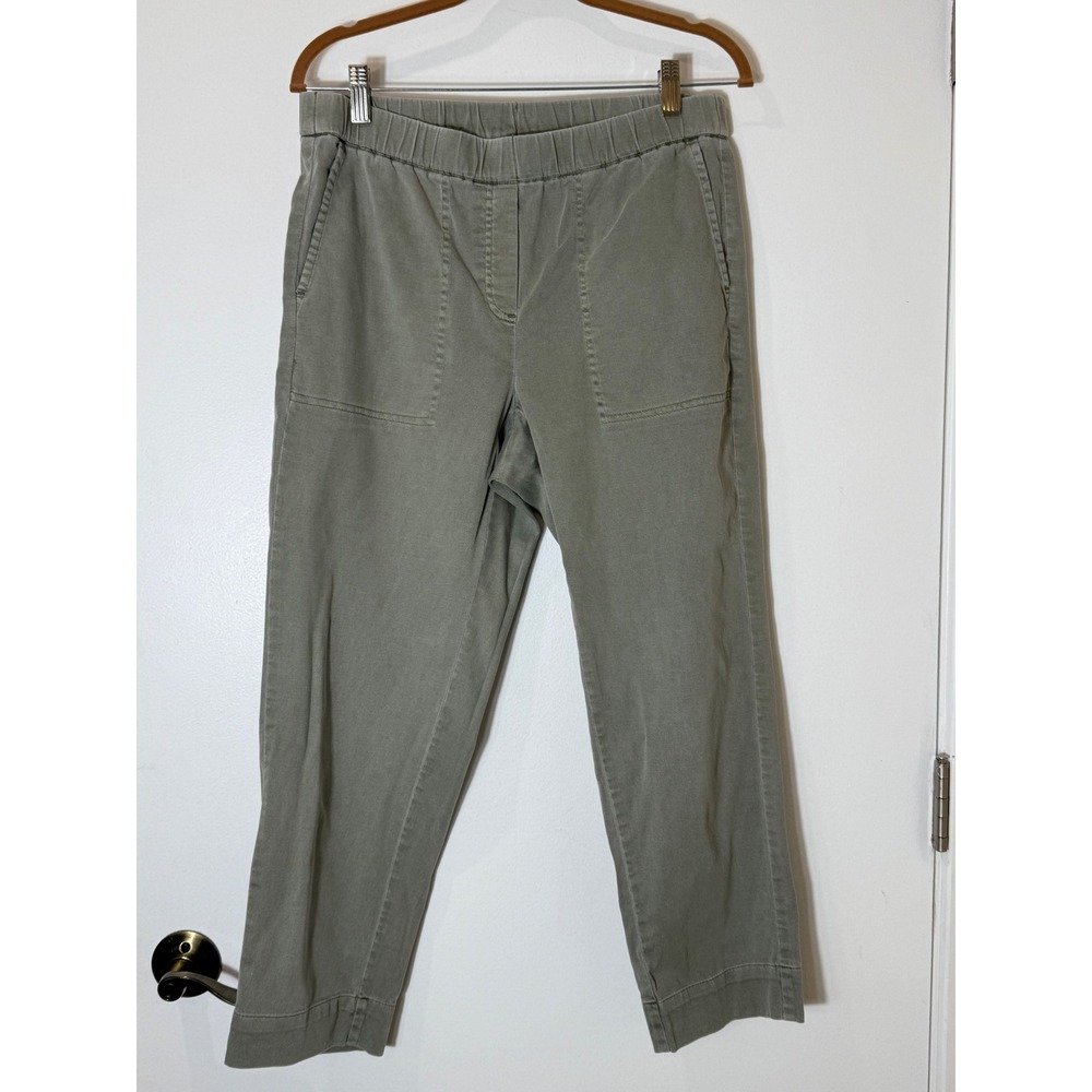 J. Jill Olive Green Utility Crop Pants Cotton Tencel Elastic Waist Small
